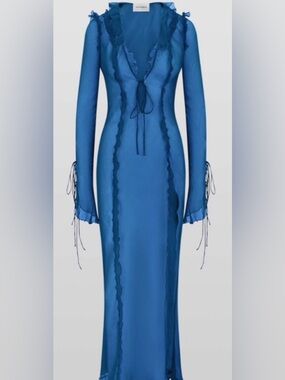 NWT Recent Rat & Boa Electric Blue Sheer Maxi Dress/cover up